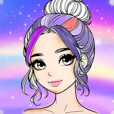 realistic pretty girl with hair in bun