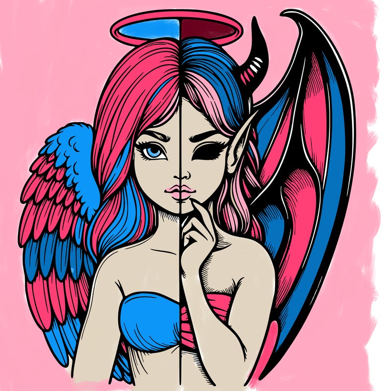 realistic angel half demon