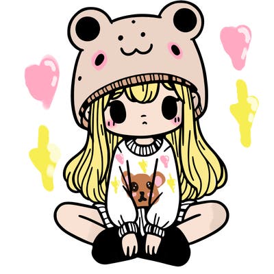 a girl wearing a frog hat and some frog socks