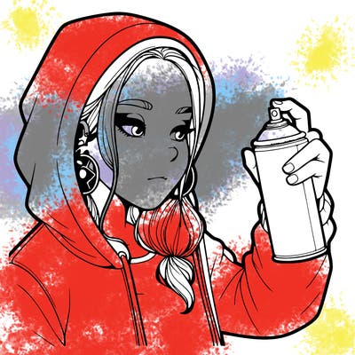 a realistic girl, spray painting