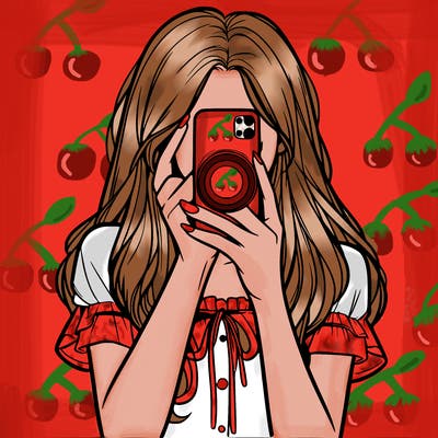 a realistic girl holding her phone taking pictures