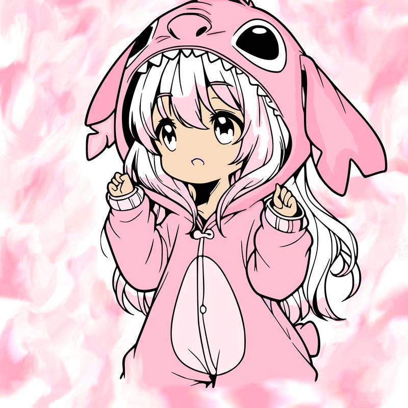 anime girl in a stitch onsie