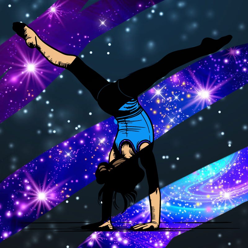 realistic gymnastic hand stand girl in four splits