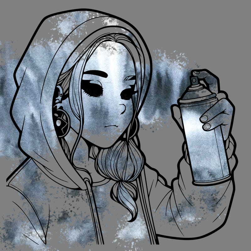 a realistic girl, spray painting