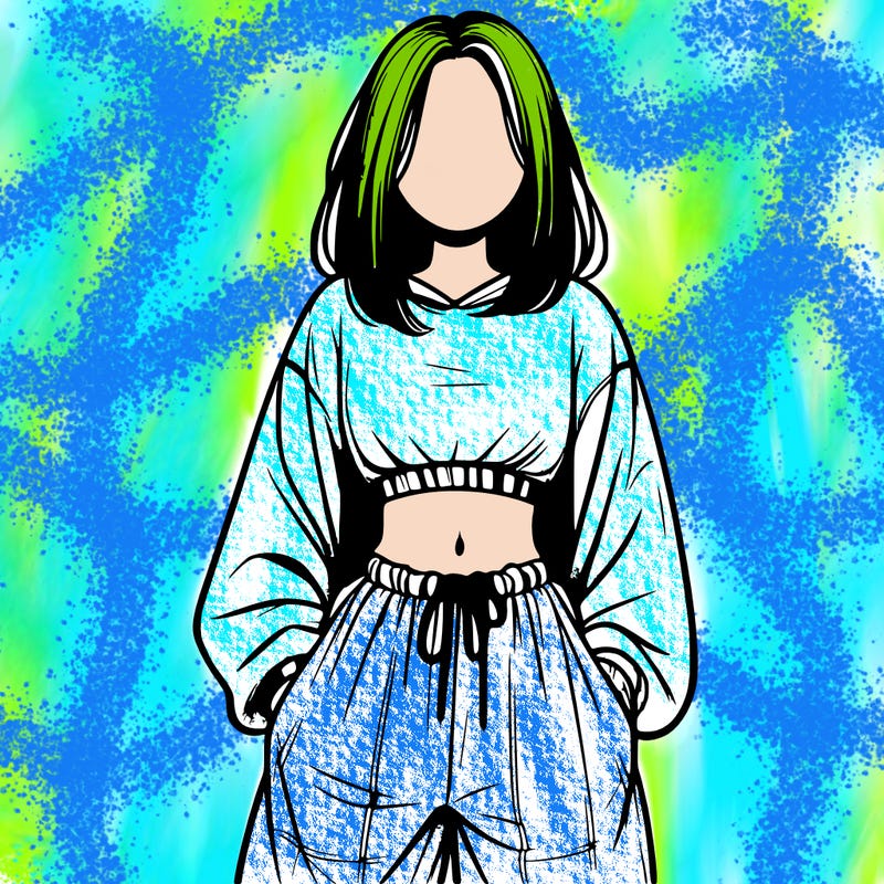 realistic girl faceless with baggy pants and a crop top