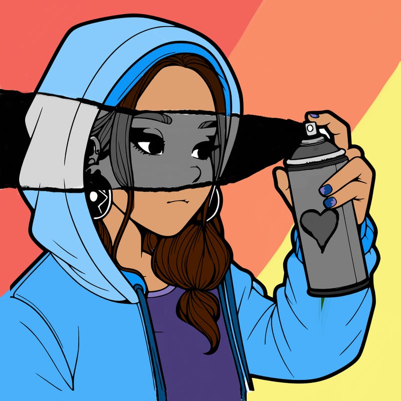 a realistic girl, spray painting