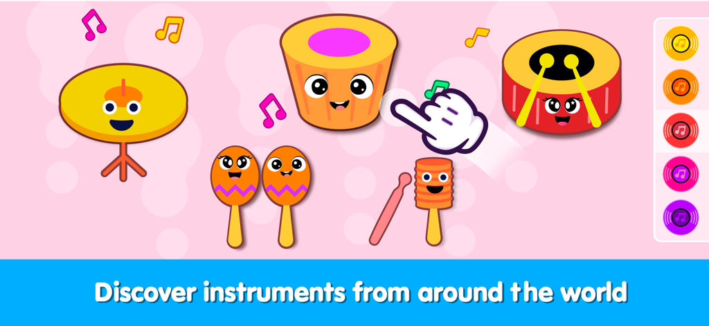 Wow Kids Baby Piano - Toddlers discovering cartoon musical instruments with the Wow Kids Baby Piano app