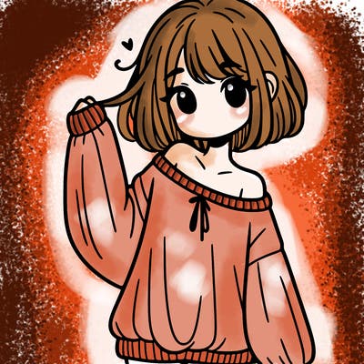 girl in baggy sweater hanging off her shoulder