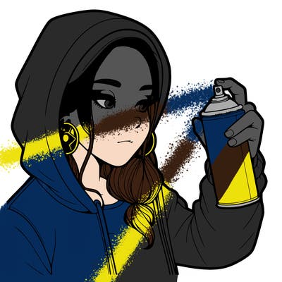 a realistic girl, spray painting