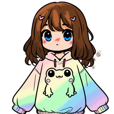 girl wearing frogging sweatshirt