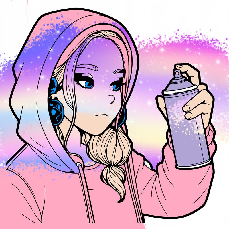 a realistic girl, spray painting