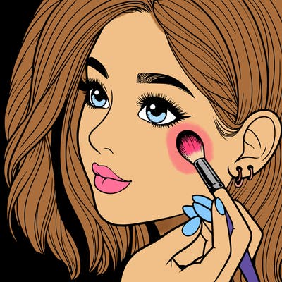 a realistic girl doing her makeup