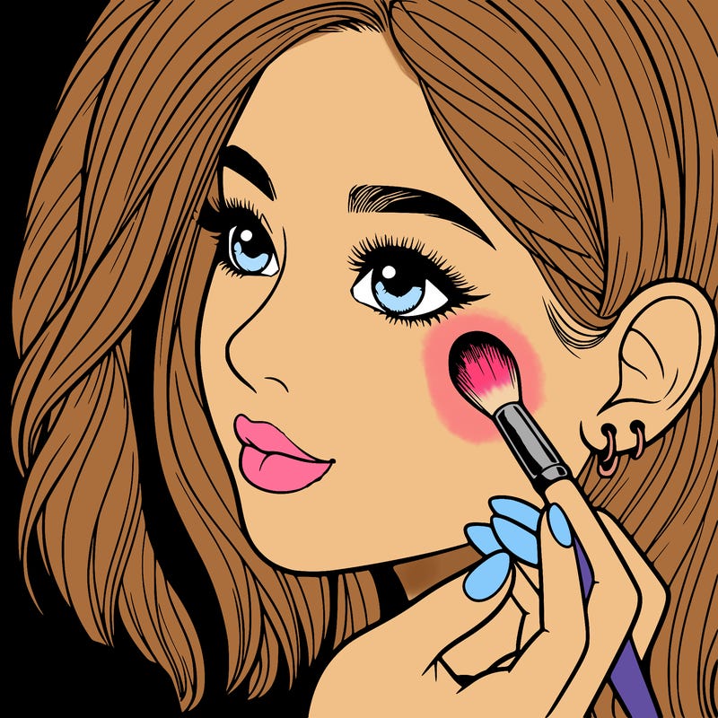 a realistic girl doing her makeup