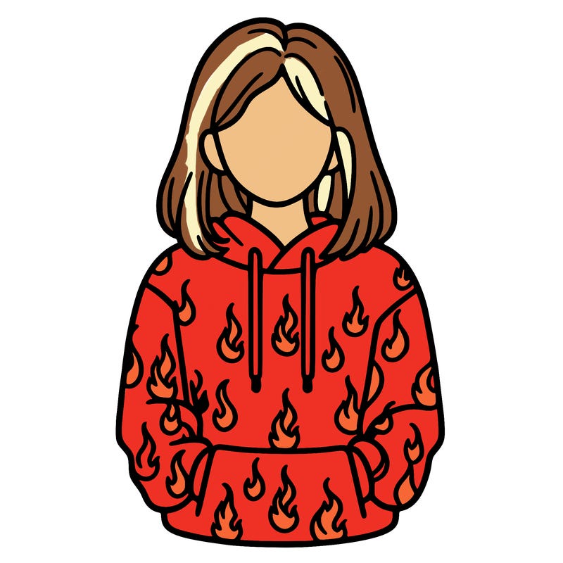 woman with fire hoodie