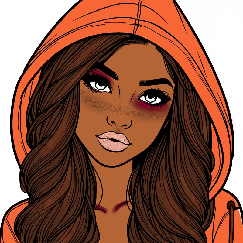 realistic beautiful girl with a hood on
