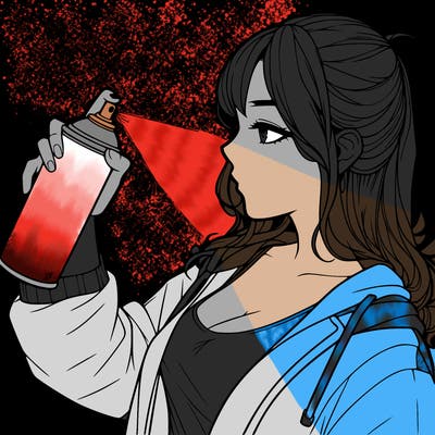 a realistic girl spray, painting