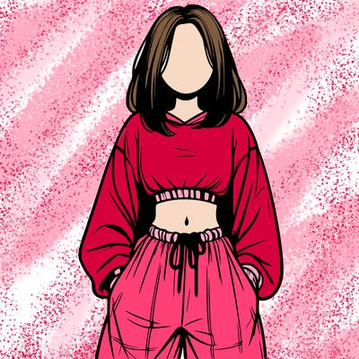 realistic girl faceless with baggy pants and a crop top