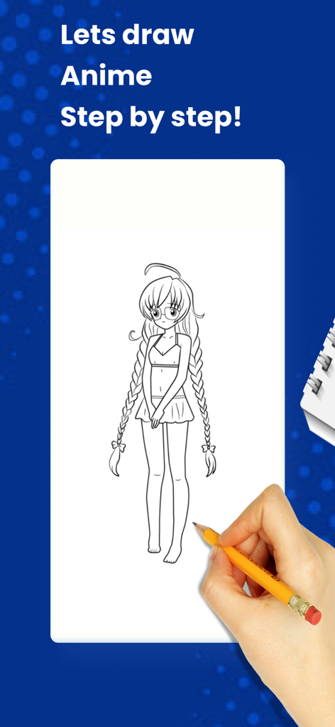 How to Draw Anime by Steps - Una mano dibujando un personaje femenino de anime paso a paso.