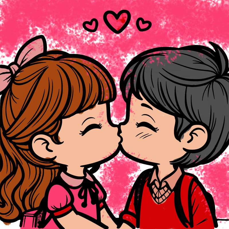 boy and girl kissing