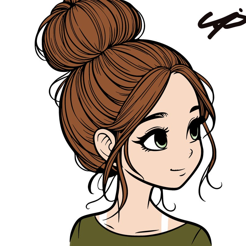 a realistic girl with a bun