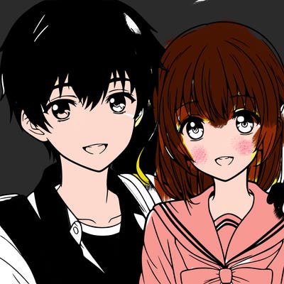 a boy and girl anime realistic