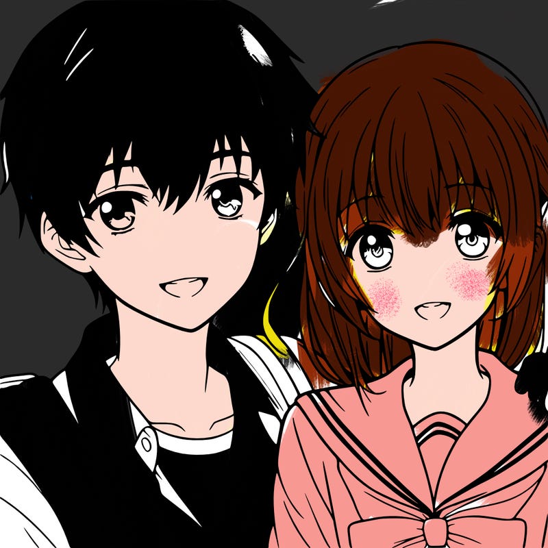 a boy and girl anime realistic