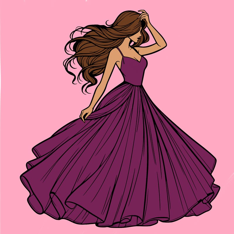 realistic woman with dress flowing in the wind