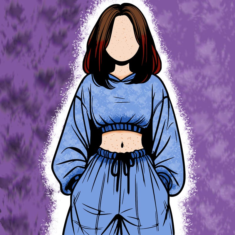 realistic girl faceless with baggy pants and a crop top