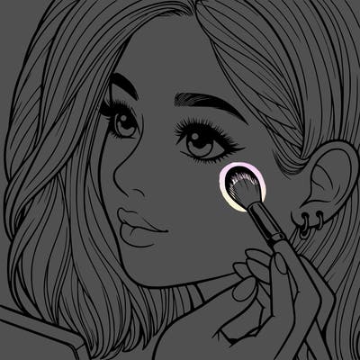 a realistic girl doing her makeup