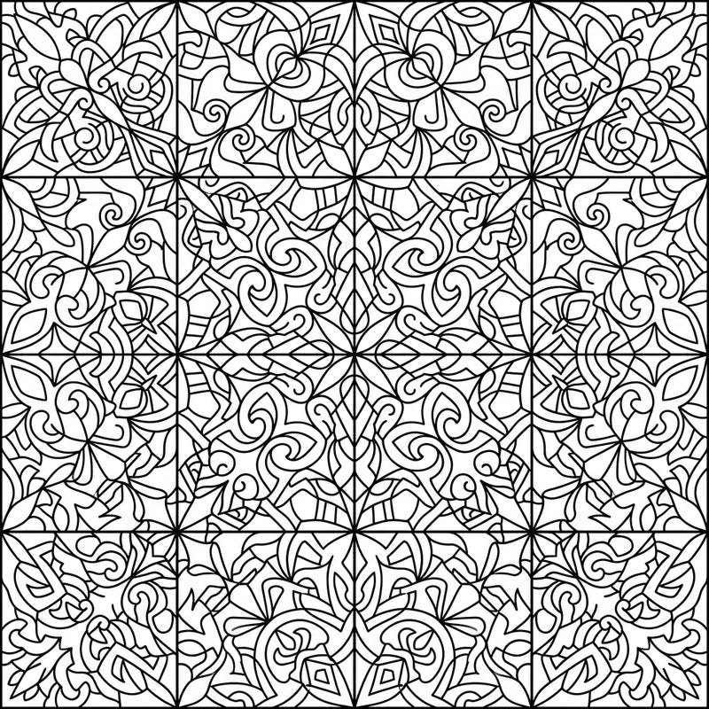 Discover a world of intricate beauty with this abstract grid patterns coloring page, designed to captivate and calm. Its perfectly symmetrical forms offer a delightful challenge for colorists of all levels, promising hours of focused enjoyment.