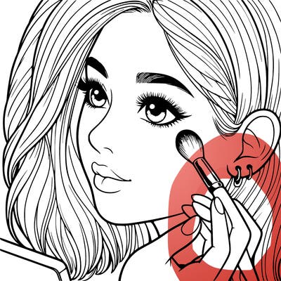 a realistic girl doing her makeup