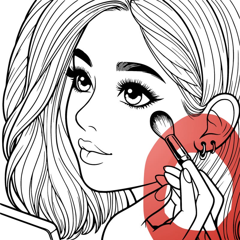 a realistic girl doing her makeup