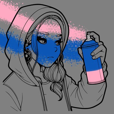 a realistic girl, spray painting