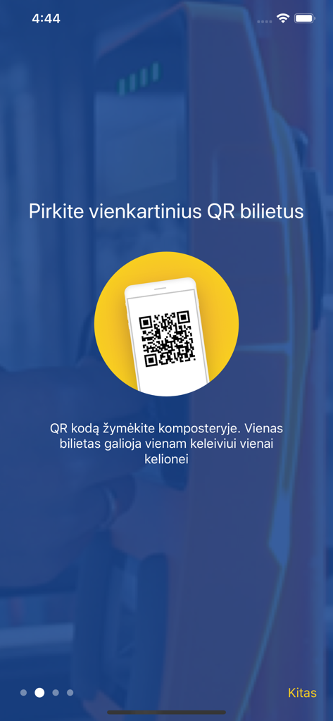 e.Ticket Klaipėda - Instructional screen in the e.Ticket Klaipeda app showing how to purchase and scan single use QR tickets for public transport.