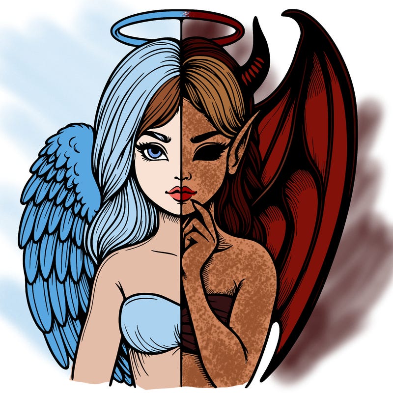 realistic angel half demon