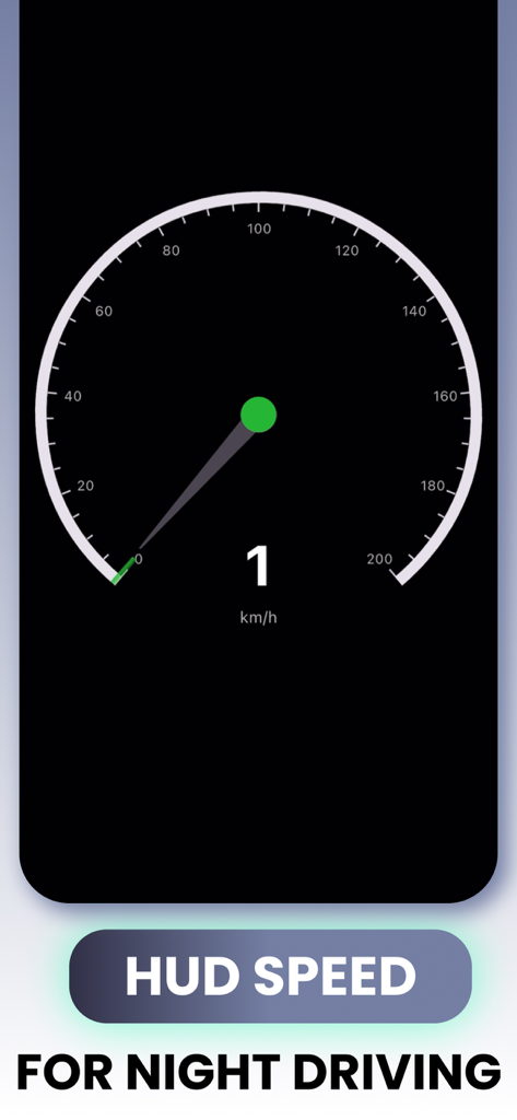 Speedometer GPS app showing HUD mode for night driving