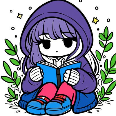 girl in oversized hoodie reading a book