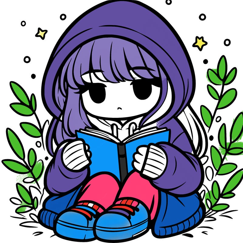 girl in oversized hoodie reading a book