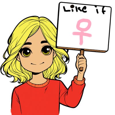 realistic girl holding up a sign