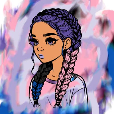realistic girl with braids