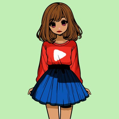 realistic girl with a skirt on