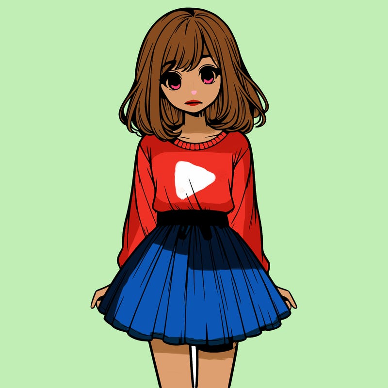 realistic girl with a skirt on