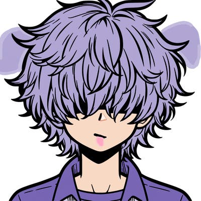 manga boy fluffy hair covering his eyes
