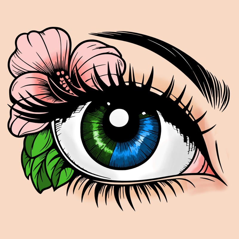 realistic eye with flower