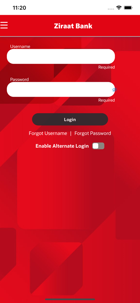 Ziraat Bank Mobile Uzbekistan - Ziraat Bank Mobile Uzbekistanアプリのログインインターフェース。ユーザー名とパスワードのフィールドがあります。