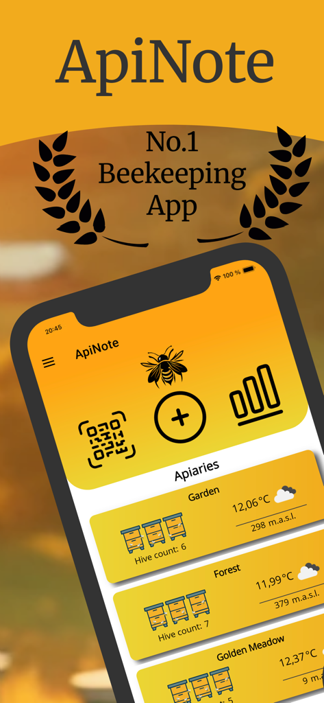 Apiary Book Beekeeping ApiNote - Panel de la aplicación de apicultura ApiNote que muestra ubicaciones de apiarios y recuentos de colmenas