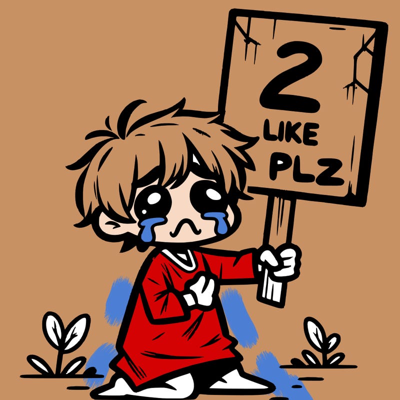 small poor toddler crying with sign that says 2 like plz