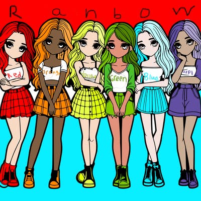 a group of girls realistic