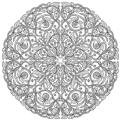 Immerse yourself in the captivating beauty of nature with this intricate Vine & Tendril Mandala coloring page. Designed for mindful adults and teens, this botanical pattern offers a soothing escape to unleash your creativity.