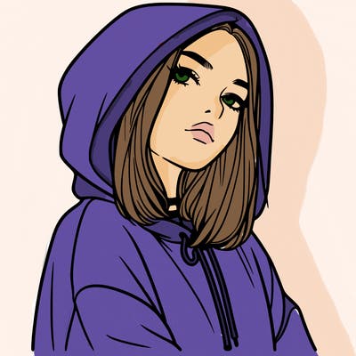 a realistic girl in a hoodie